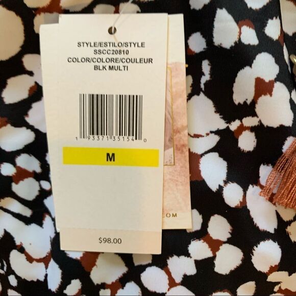New JESSICA SIMPSON Leopard Animal Print Tassel One Piece Swimsuit Black Tan M - Picture 7 of 8